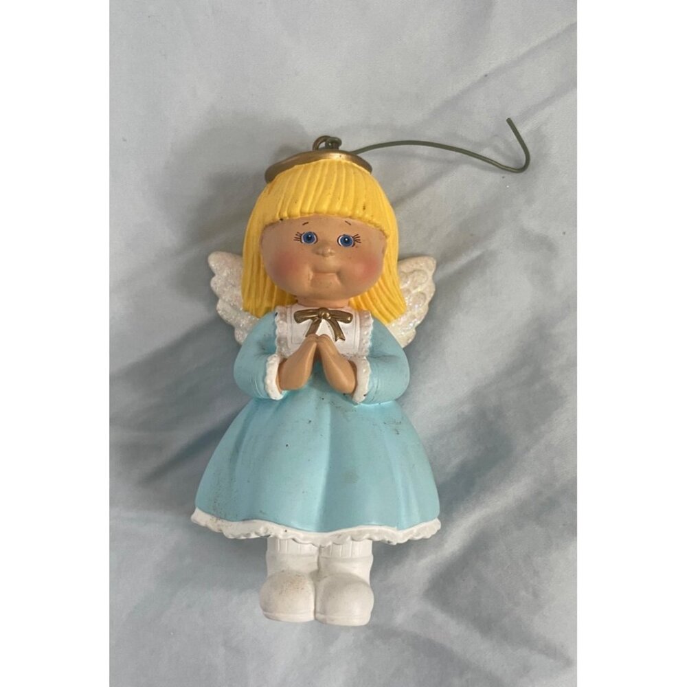 Cabbage Patch Kids Christmas Ornament 2005 Blonde Angel With Wings Blue Dress 4"